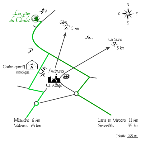 plan d'acces aux Gites du Chalet